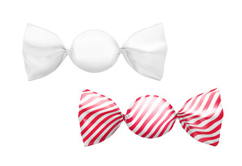 Naklejka premium Candy twist mockup. Vector illustration isolated on white background. Ready and simple to use for your design. The mock-up will make the presentation look as realistic as possible. EPS10.