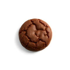 A richly textured brown chocolate biscuit with subtle golden and crisp white background