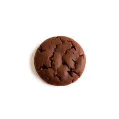 A richly textured brown chocolate biscuit with subtle golden and crisp white background
