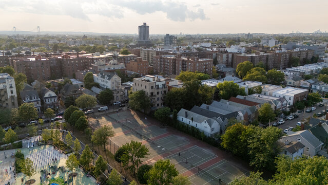  an aerial view of a dense residential area featuring numerous buildings