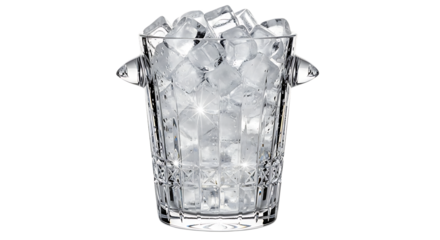 Crystal Glass Filled with Ice Cubes on Transparent Background Elegant Beverage Presentation