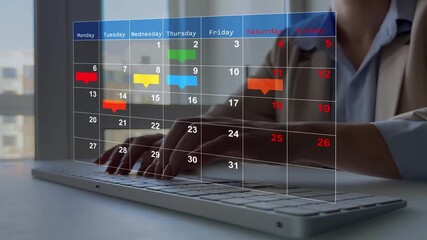 Managing a scheduled meeting.Businessman manages time to work efficiently and on time on all projects. Calendar work schedule, business plan concept.