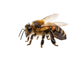 honey bee walking, isolated on white or transparent background. PNG