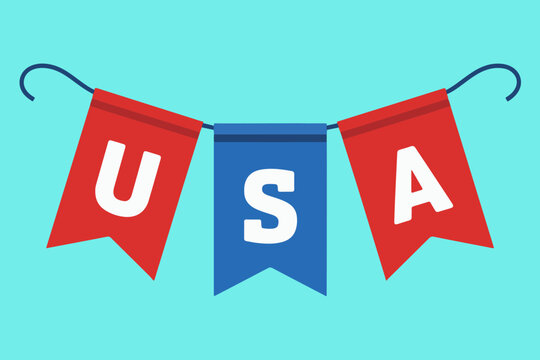 Red and blue usa bunting flags for patriotic celebrations - Powered by Adobe