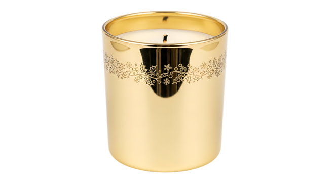 Gold Candle with Elegant Floral Pattern in Metallic Finish for Luxurious Decor