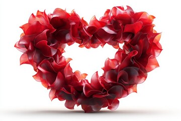Heart wreath made of translucent red petals elegant romantic floral decoration isolated on white background symbol of love celebration concept