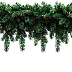 Festive Evergreen Garland: A lush evergreen garland with detailed pine needles hangs, symbolizing the joy and festivity of winter and the holidays.