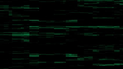 Green Horizontal Glitch Effect with Pixelated Lines and Blocks on Black Background static noise