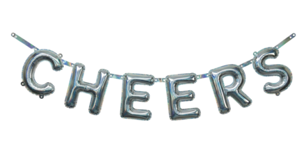 Silver Balloon Cheers Sign Hanging Decorative Party Banner Celebration