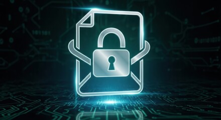 Digital document security with a locked padlock icon