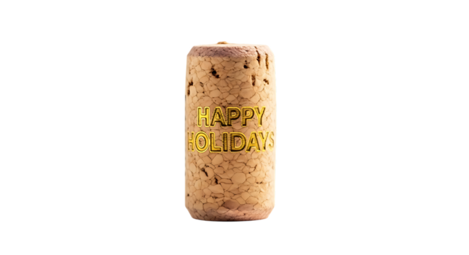 Cork with Happy Holidays Text on Transparent Background for Festive Celebration - Powered by Adobe