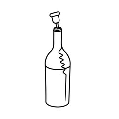 An isolated white wine bottle vector illustration with a blank label and cork