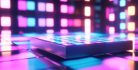 Podium Disco panel. Rays view Show magic party. Sports style Bright space. Stand square presentation advertisement.