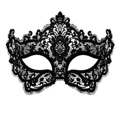 Mysterious Mask: A close-up shot of an intricate black lace mask, embodying an air of mystery and allure. Its delicate design whispers of elegance and sophistication.
