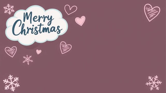 Festive Christmas greeting card featuring hearts, snowflakes, and holiday text. - Powered by Adobe