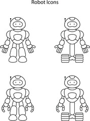 Robot icon vector illustration on a white background, robot outline icon for a technology symbol.