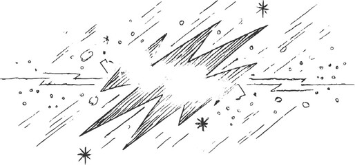 Black and white comic style explosion with stars and debris vector © ESIPOOS