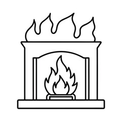 Vector illustration set of flame, fire, and bonfire icons, symbols, and elements for fireplace, stove, or a warning sign design