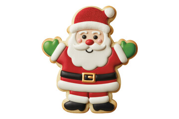 Fototapeta premium Festive Santa shaped cookie on Transparent Background. Ideal for advertising layouts, banners, designs.