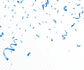 New Falling shiny blue confetti and ribbons, celebration party design element