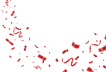 Falling Red Confetti and ribbons. birthday, holiday and party design element