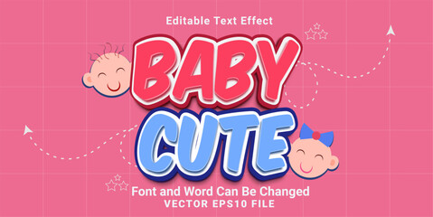 3d editable baby cute cartoon style text effect