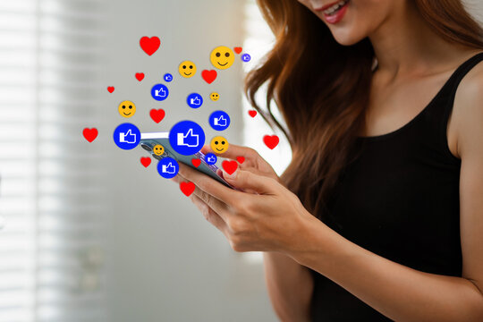 Woman asian using mobile phone play social.