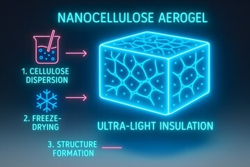 Nanocellulose Aerogel Infographic for Advanced Material Science and Innovation