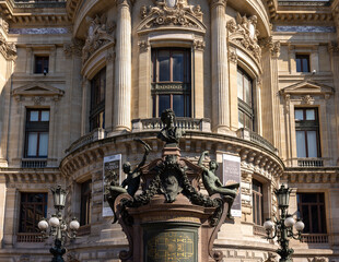 The Paris Opera or Garnier Palace. France.  Opera House placed in Place de L'Opera. Designed by Charles Garnier in 1875. Neo Baroque Style.