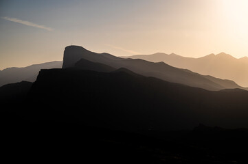 Sunset landscape near Jabal Shams in Al Hajar Mountains, Oman