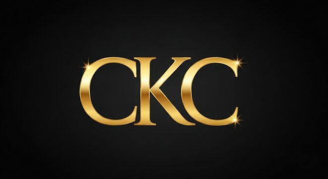 Elegant golden CKC monogram logo design on dark background, sparkling initial concept with glamour