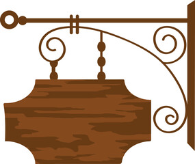 Wrought Iron Hanging Wooden Blank Sign