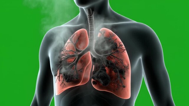 Human lungs with smoke effect, disease, smoking, or pollution concept