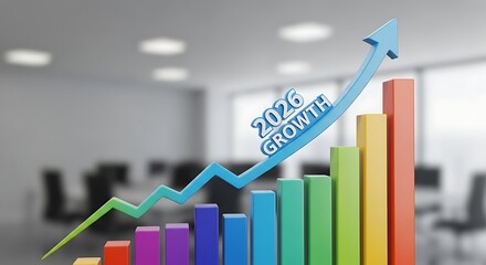 Colorful Bar Graph Showing Business Growth in Modern Conference Room