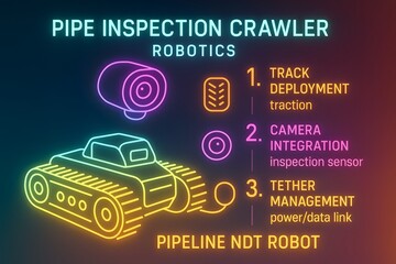 Modern pipeline inspection robot with camera and sensors for industrial maintenance and safety
