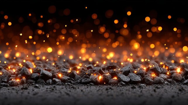 Molten steel sparks flying in dark factory metal material labor environment intense industrial scene