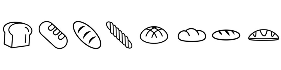 Bread icon vector set. Loaf illustration sign collection. baked goods symbol. Toast Logo. Breads web icons.