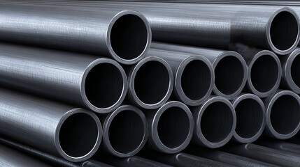 Steel pipes storage in factory warehouse industrial environment metal material labor context