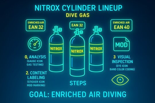 Enriched Air Nitrox Diving Gas Mixture Infographic for Scuba and Technical Diving