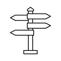 Empty wooden directional arrow signpost on blank sky background illustration