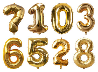 Fototapeta premium PNG Gold foil number balloons celebration element set, transparent background