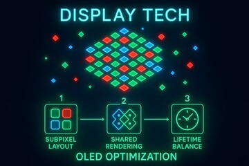 OLED Optimization Infographic for Display Technology and Energy Efficiency