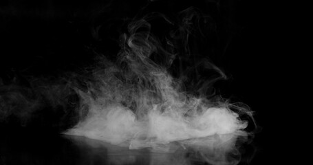 Super Slow Motion of White Rounded Smoke Texture Isolated on Black Background. VFX element for overlay.