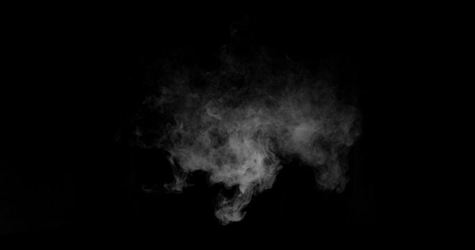 Super Slow Motion of White Rounded Smoke Texture Isolated on Black Background. VFX element for overlay. - Powered by Adobe
