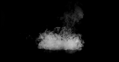 Super Slow Motion of White Rounded Smoke Texture Isolated on Black Background. VFX element for overlay.