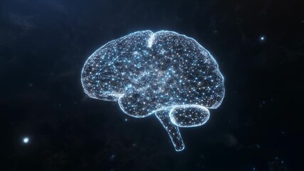 Abstract 3D Rendering of a Human Brain Network with Glowing Blue Connections neural network - Powered by Adobe