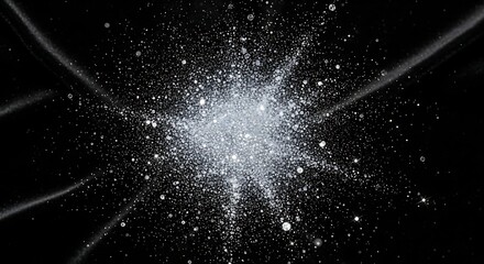 Abstract Cosmic Explosion with Bright White Particles in Dark Space Scene