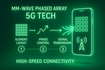 Modern 5G Technology Infographic with Network Diagram and Data Flow for Tech Presentations