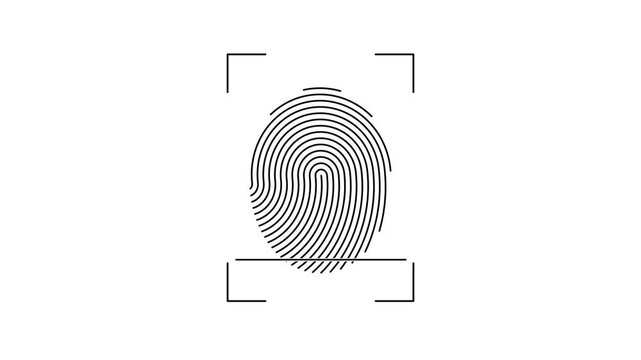 Access denied fingerprint scan outline icon animation with scanning process and cross mark on white background and green screen. 4K animated for security warning, access rejected, and motion graphics.