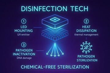  UV-C Light Disinfection Technology Infographic for Germ Elimination and Healthcare Safety